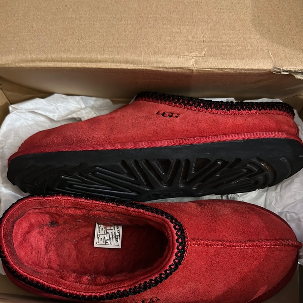 Red UGG Slippers with Black Soles